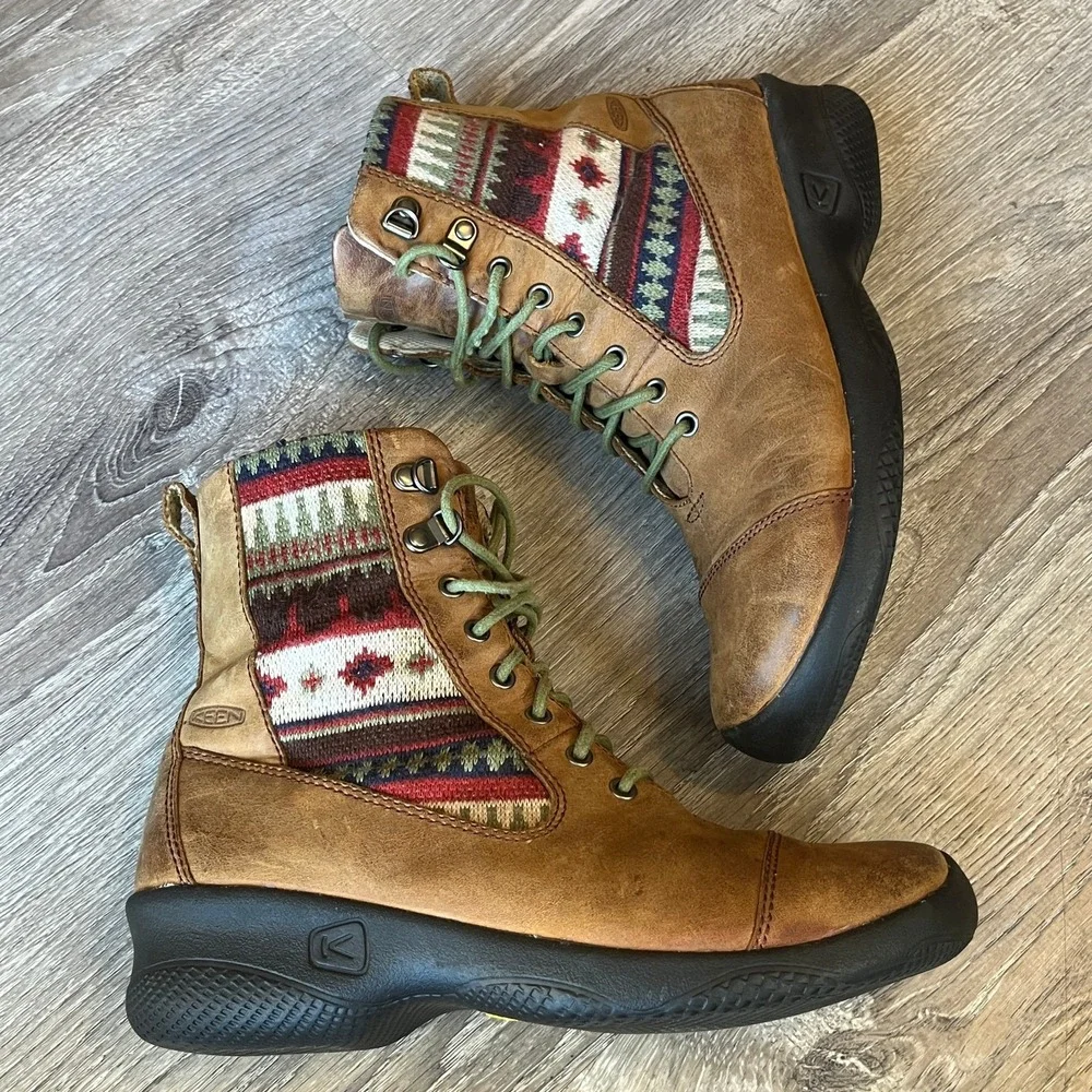 Keen Bern Baby Bern Leather Ankle Boots Brown Southwestern Womens 8.5 UK 6 EU 39